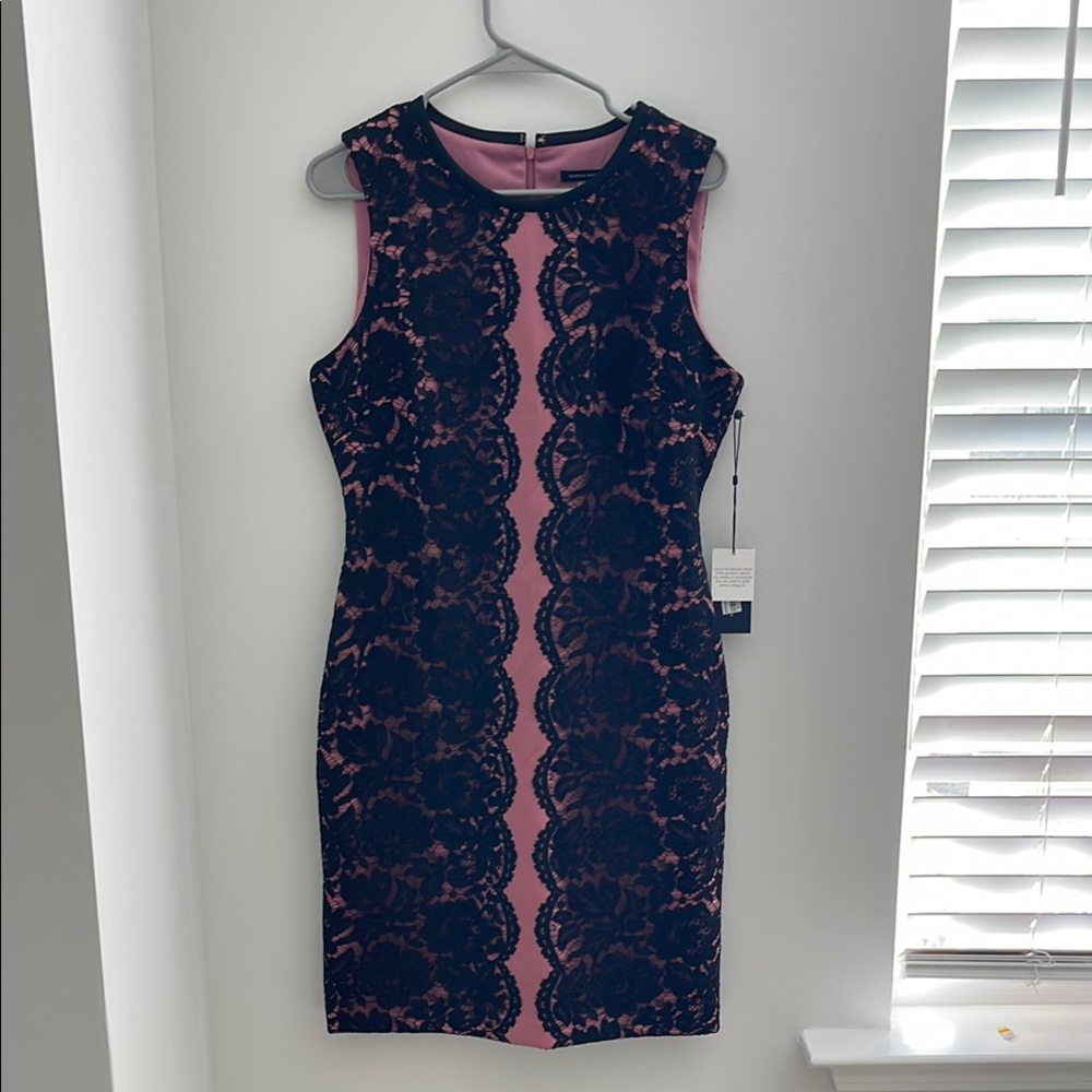 Tommy Hilfiger Dress New w Tags! Size 10 Elegant Pink and Black Lace Dress